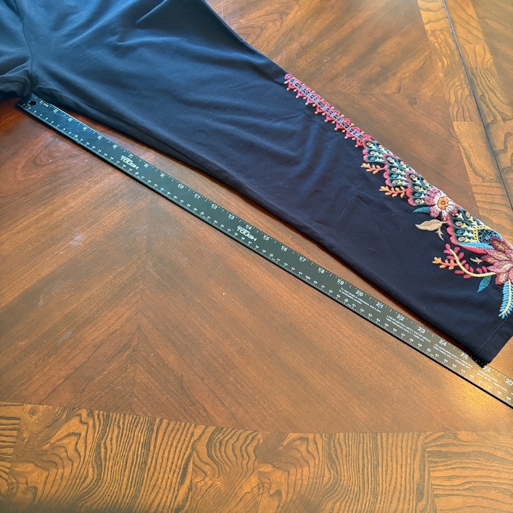 Johnny Was Avita Embroidered Leggings - XL JW Black - Cottage Core - Picture 13 of 14
